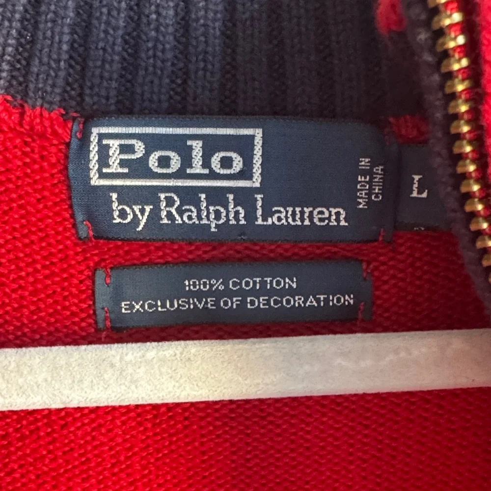Ralph Lauren Bright Red Quarter-Zip Sweater size L